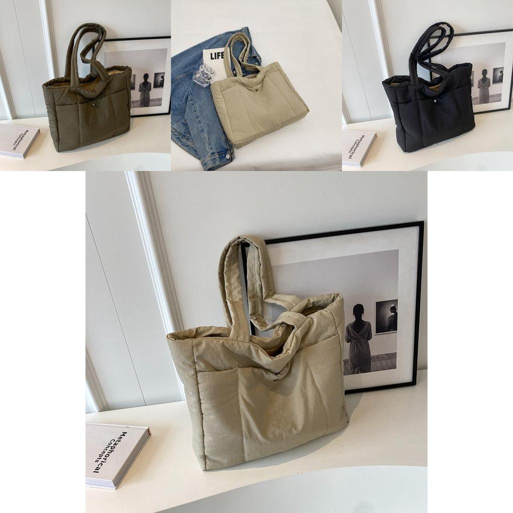 2024 New Korean Ins Nylon Down Bag Women Large Capacity Urban Simple Canvas Tote Bag