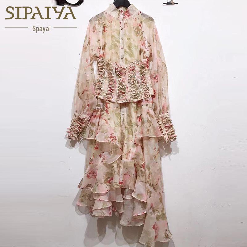 

Весеннее ретро-платье с нерегулярным принтом 2024 года Small цветочный