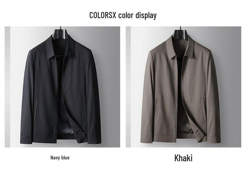 Men's Non-Iron Wool Lapel Jacket - Spring/Autumn Business Wear for Middle-Aged & Young Adults