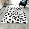 Flannel Printed Soccer Ball Rug Black White Pattern Sports Theme Decor Soft Floor Mat For Kids Room Bedroom And Game Play Area