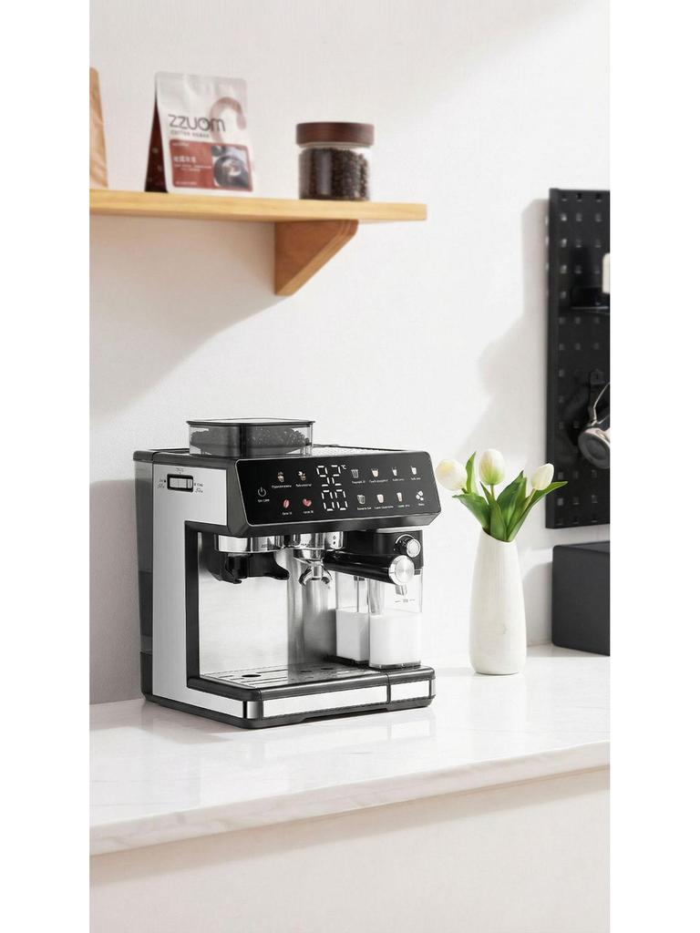 Dual Boiler Coffee Machine with Grinder, Digital Display & Dual Extraction, for Home & Office