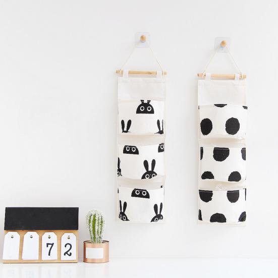3 Lommer Dør Vegghengende Oppbevaringspose Veske Hjem Garderobe Småsaker Organizer