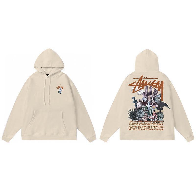 Stussy Mens Hooded Sweatshirt Casual Loose Fit Streetwear Printed Pullover