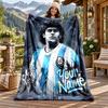 Diego Maradona Özel İsimli Flanel Battaniye Kişiselleştirilmiş Yumuşak Sıcak Peluş Atma Battaniyesi Aile Arkadaşları İçin Özelleştirilmiş Hediye
