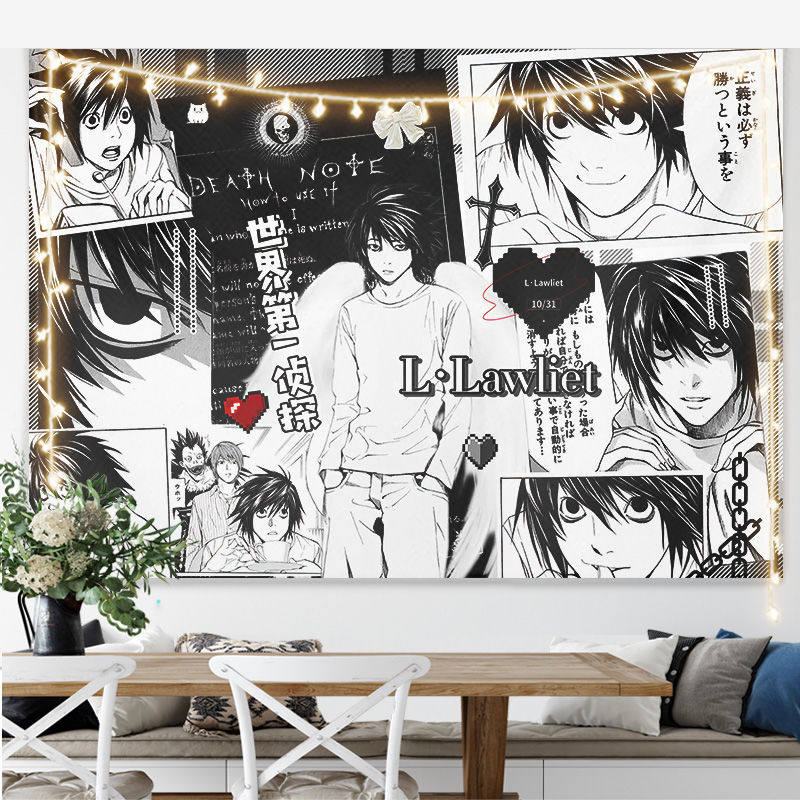 Neues japanisches Anime Death Note Druck Wandteppich Wandbehang Poster Schlafzimmer Hintergrund Wandkunst Heimdekoration