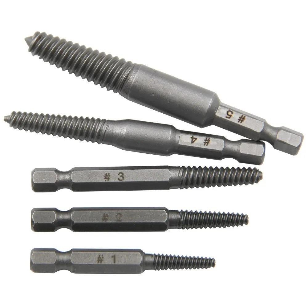 6/10Pcs Screw Extractor Center Drill Bits Guide Set Broken Damaged Bolt Remover Hex Shank And Spanner For Broken Hand Tool
