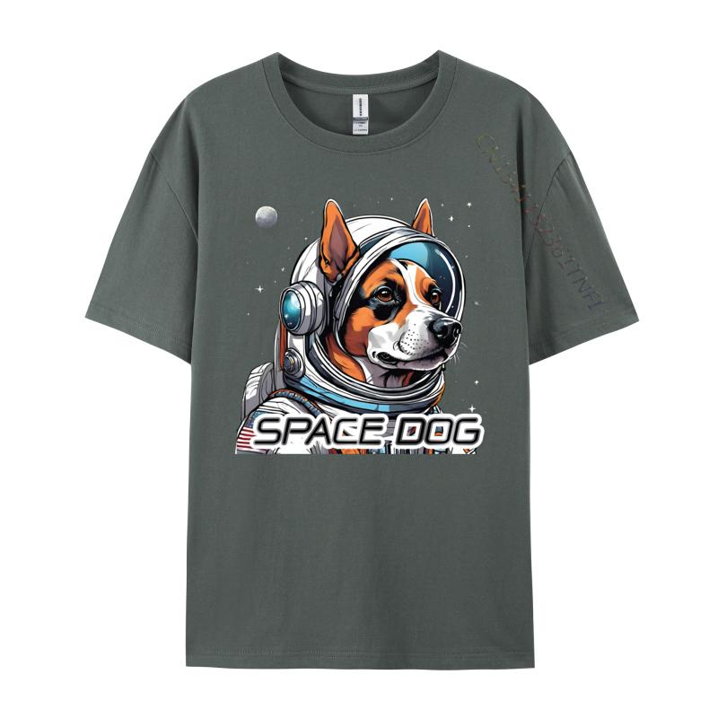 Astronaut Dog Tshirt Tops Tees Dog In Space Tshirts Design Cotton Fabric Young Tops Tees Good Quality