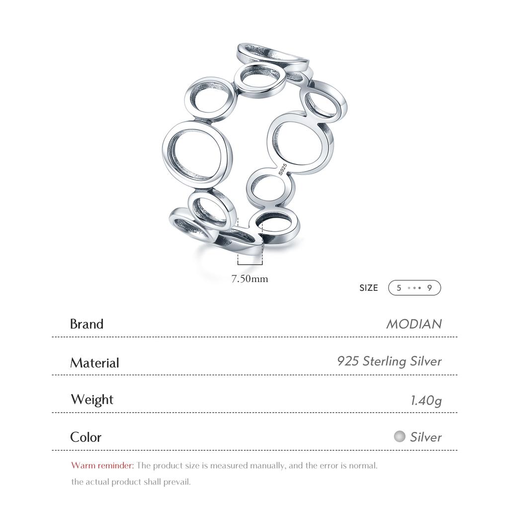 Modian Real 925 Silver Irregular Round Finger Ring Fashion Party Accessories For Women Fine Statement Jewelry Gift