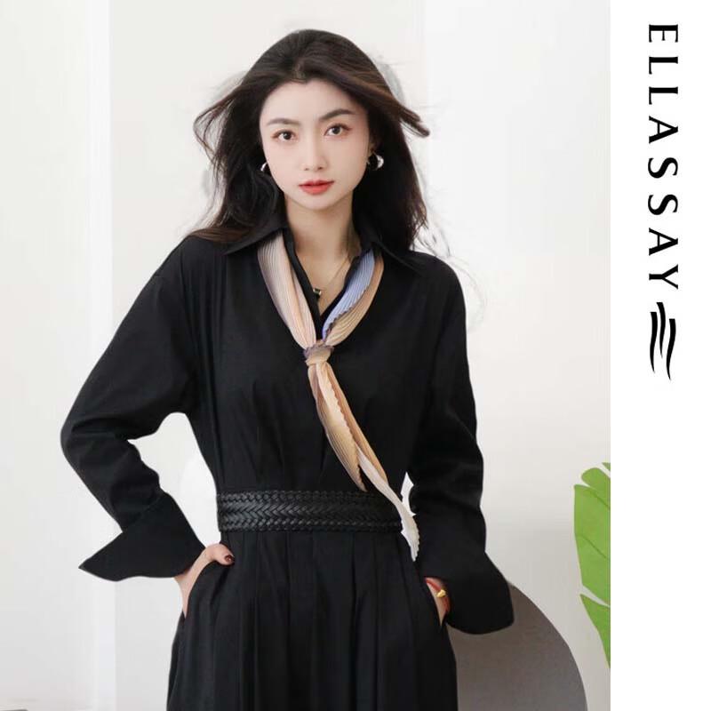 ELLASSAY Women's Elegant A-Line Waisted Shirt Dress