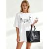 Oversized T Shirt Black Paetme Butterfly And Star Print Casual Wear