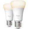 Pack de 2 ampoules LED connectées A60 - PHILIPS HUE - Lumiere blanche chaude - 2700K - Culot E27 - 9,5 W - 1100 lumens