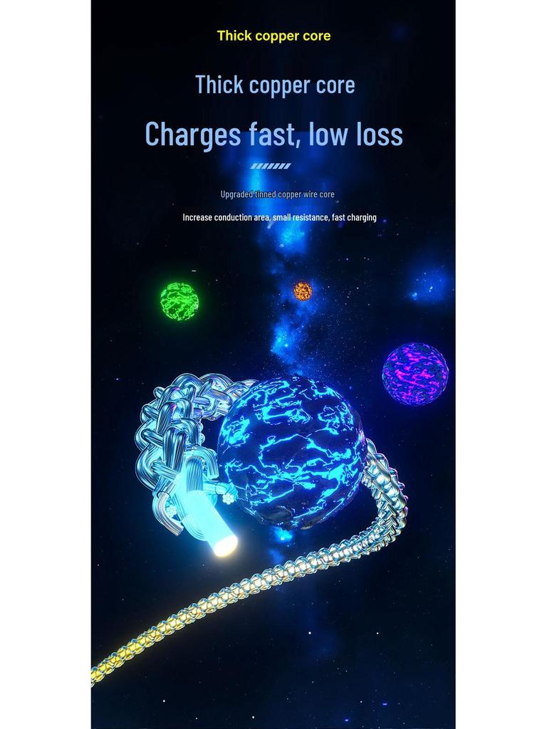 Multifunctional Luminous Zinc Alloy 2-in-2 Fast Charging Cable for Mobile Phones
