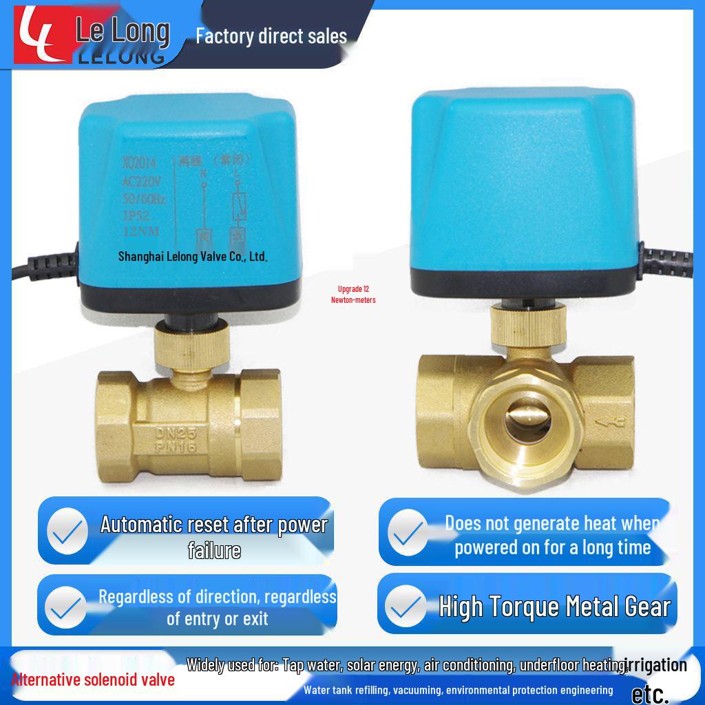 Solar Electromagnetic Temperature Control Ball Valve: ADC 12V/24V/220V, Two-Way/Three-Way, Normally Open/Closed.
