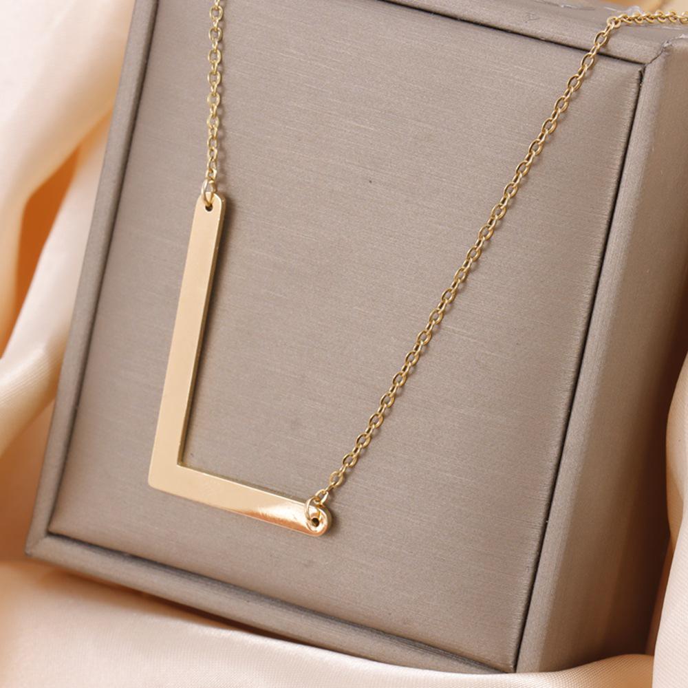 Minimalist Gold Plated Titanium Steel English Letter Pendant Necklace