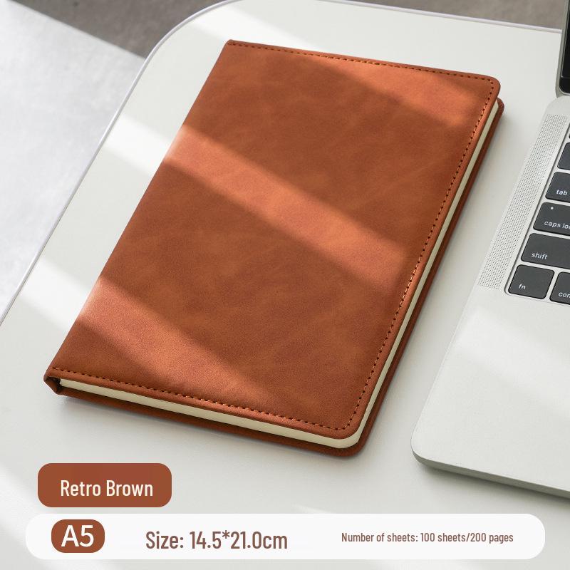 A5 Suede Leather Business Notebook with Custom Logo, PU Thickened Stationery Meeting Diary.