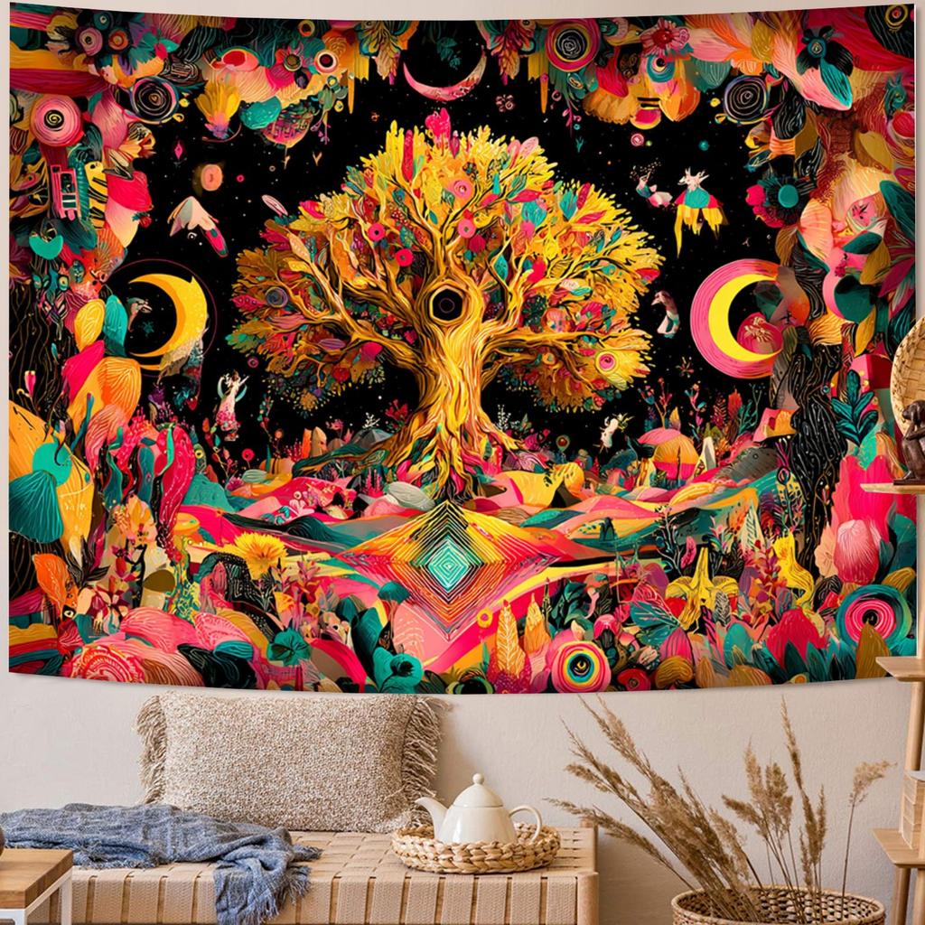 Fantasy tree colors Digital printing polyester wall hanging tapestry decorative Living room bedrooms Office background gift