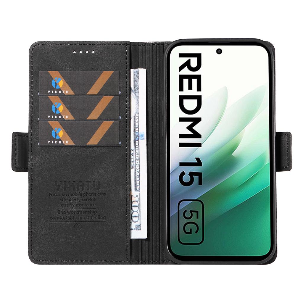 For Xiaomi Redmi 15 4G (EU) (171mm) Leather Case Skin-touch Feeling Wallet Phone Cover
