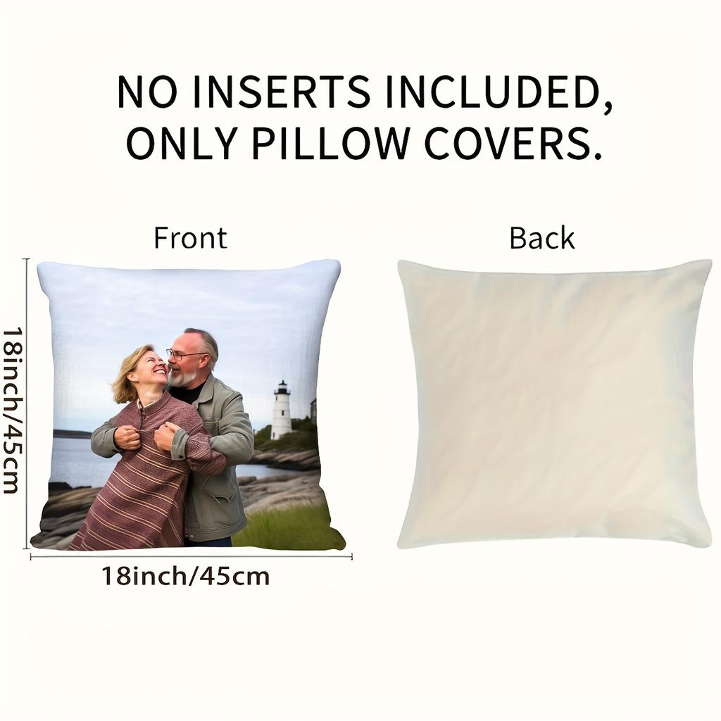 1 personalized photo pillowcase, 18x18 inch custom image, single-sided printing, zipper, polyester perfect for wedding