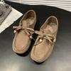 Fashion Luxury Brands Vintage Women's Loafers 2025 New Style Round Head Low Top Thick Bottom Casual Single Shoes Leather Small Shoes