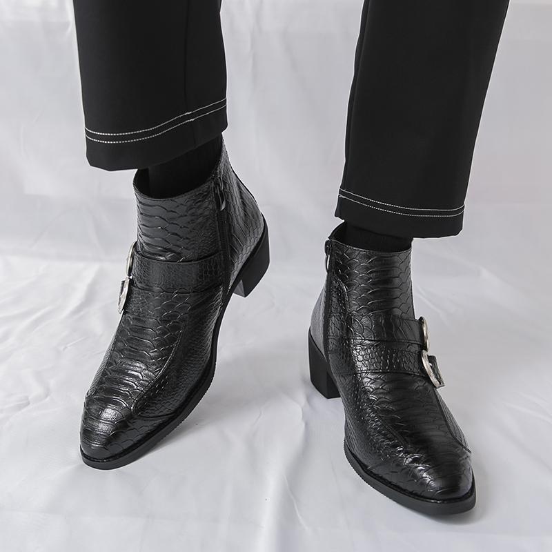 Heren Chelsea Korte Laarzen Zakelijk Formeel Dans Smoking Enkellaarsjes Zwarte Haklaarzen Grote Maat