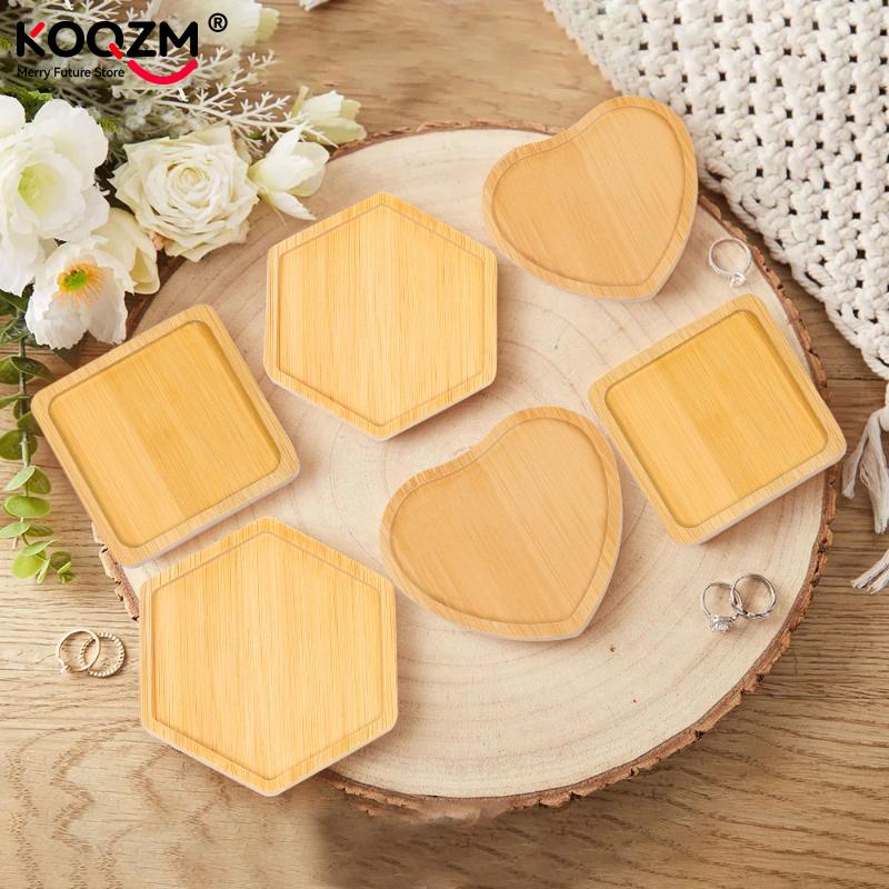 Multi Bamboo Tray Wood Saucer Flower Pot Tray Cup Pad Coaster Plate Kitchen Decorative Plate Creative Coaster Coffee Cup Mat