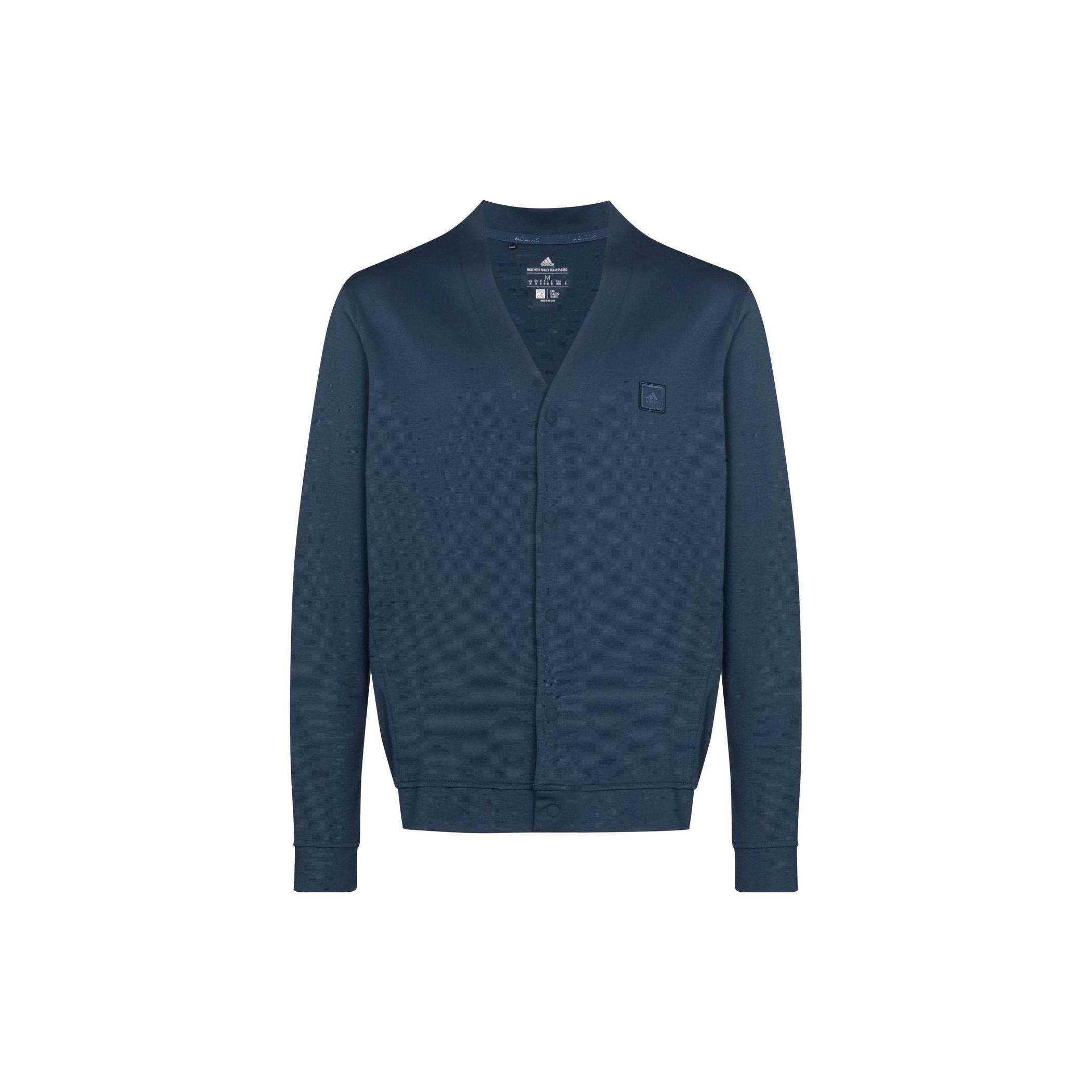 Men s adidas Logo Embroidered V Neck Long Sleeves Knitwear Blue HA9101 XL