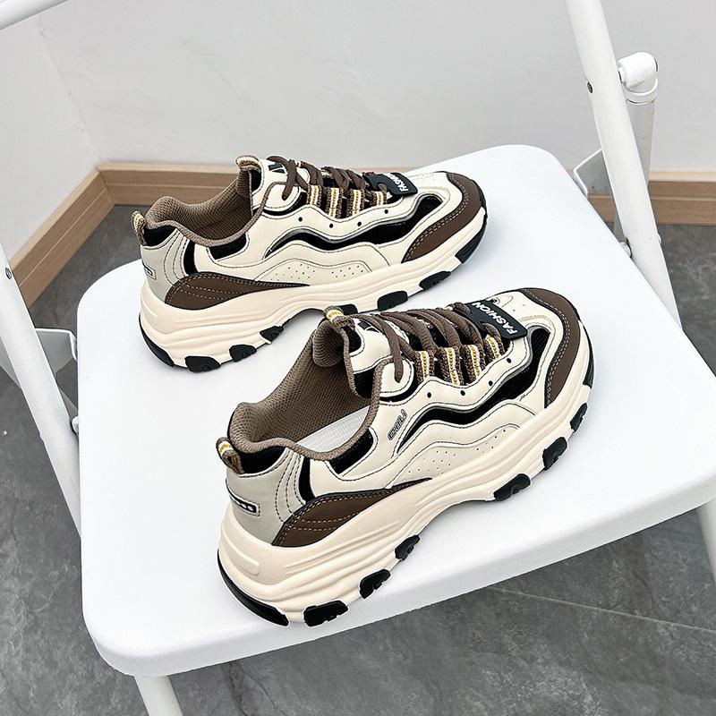 

ins корейская версия кроссовок Forrest Gump для женщин весна 2025 года новые кроссовки на толстой подошве для занятий спортом и бега повседневные кроссовки для студентов CQ2668 35 бежевый