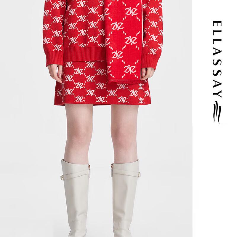 ELLASSAY Women s A-Line Double E Monogram Knitted Skirt L