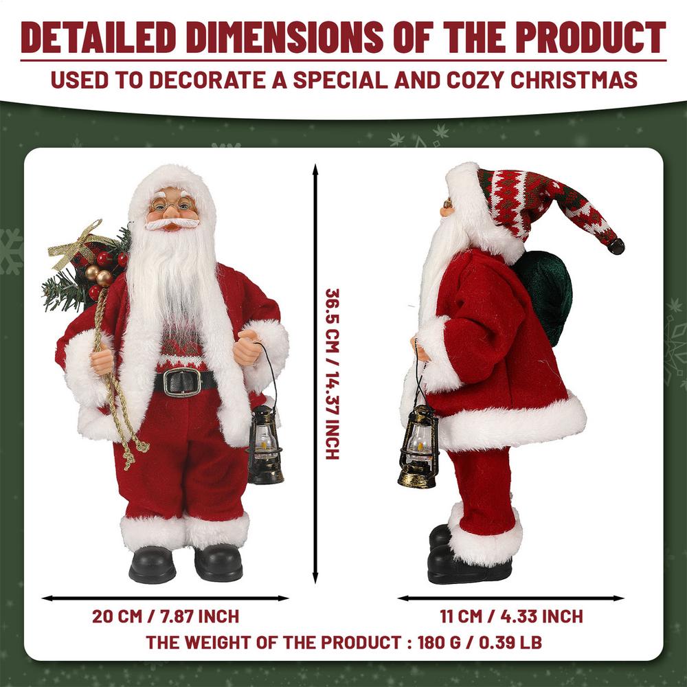 

Santa Claus Statue Standing Collectibles Holding Lantern Santa Statue For New Year Christmas Holiday Party Dorm Living Room красный