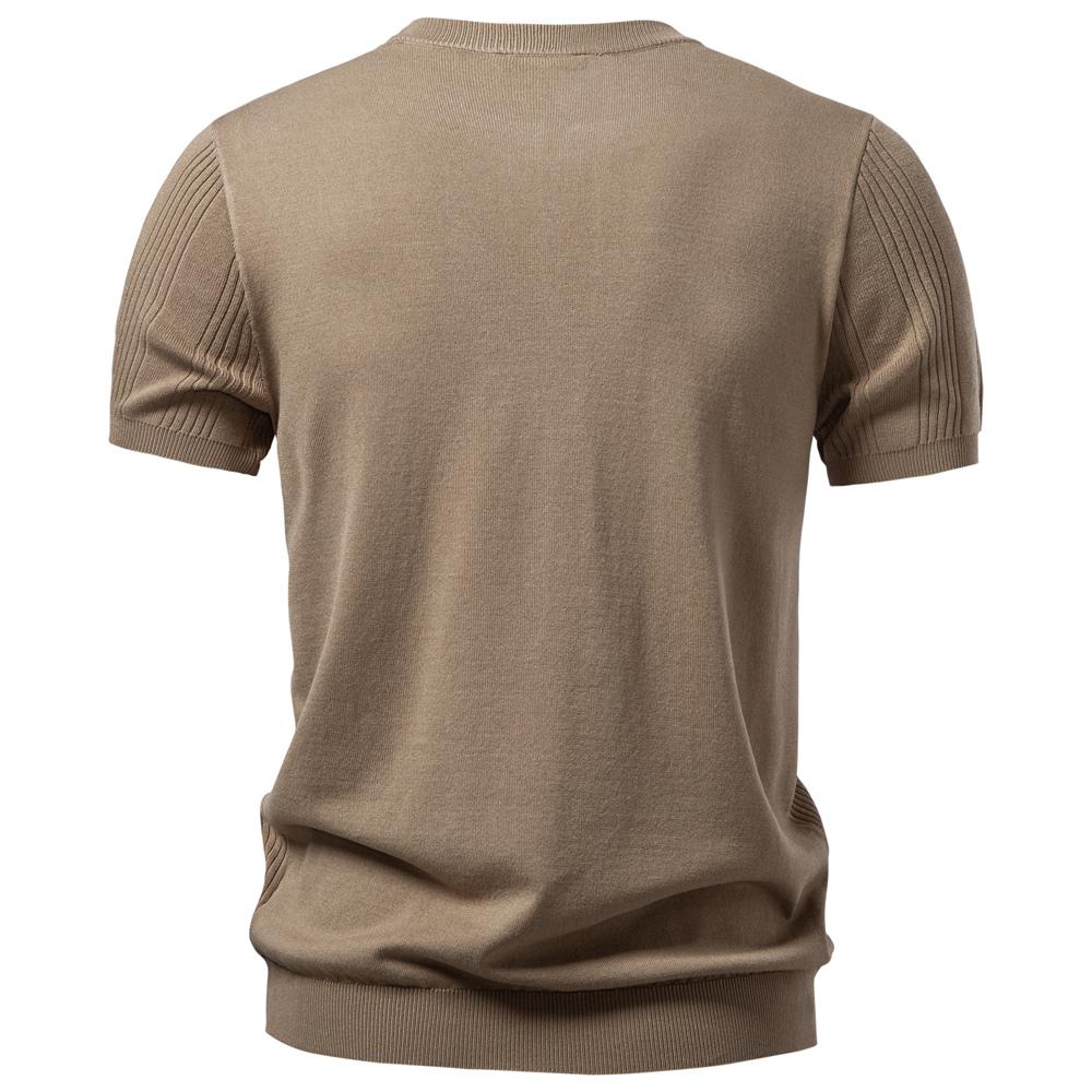 AIOPESON Men's Henley T-Shirt Ribbed Knit Ice Silk Short Sleeve Smart Casual Old Money Button Up Cooling Top