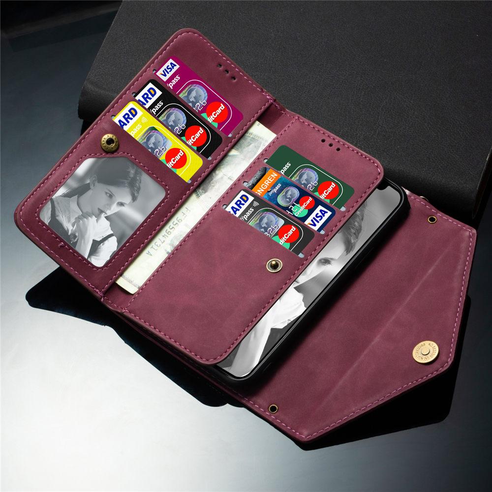 Envelope Zipper Crossbody Lanyard Wallet Case For iPhone 16 15 14 Plus 13 12 11 Pro Max XS XR 7 8 Cards Holder Hand Cover
