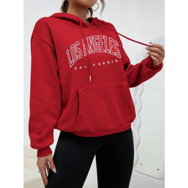 Los Angeles Art Letter Design Women Hoodies American Style Casual Hoody Autumn Hip Hop Female Hoodie Casual Fleece Clothing