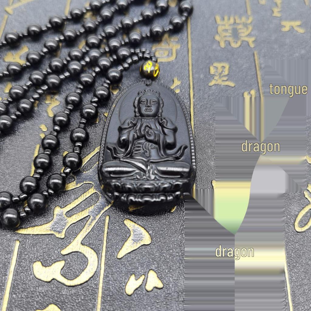 Obsidian Zodiac Pendant and Birth Buddha Charm – Eight Protectors Collection, Ideal for Gifts