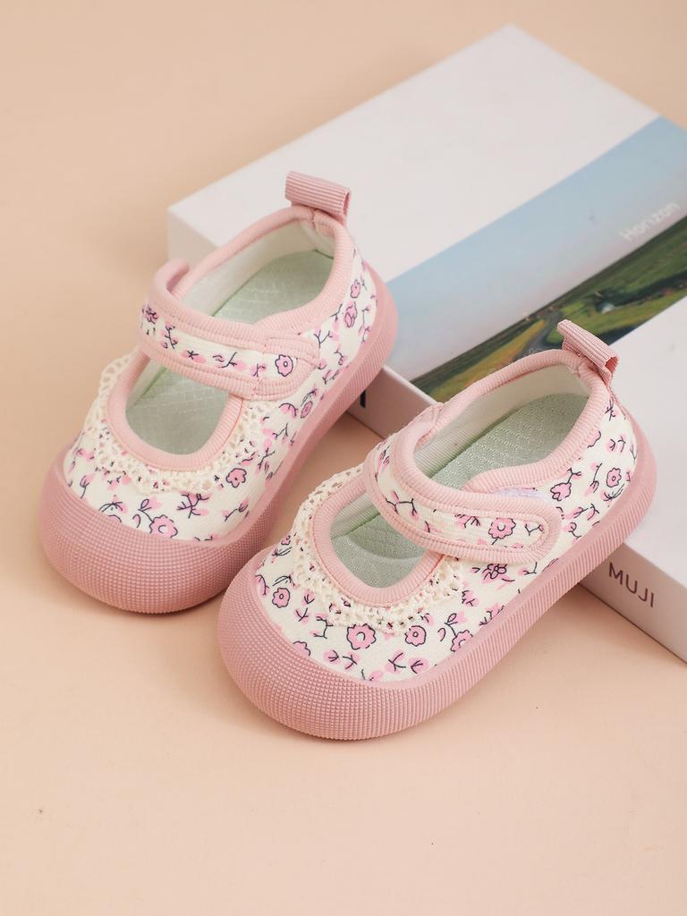Girls' Princess Shoes Spring and Autumn New Children's Canvas Shoes Fresh Style Baby Girl Velcro Walking Shoes