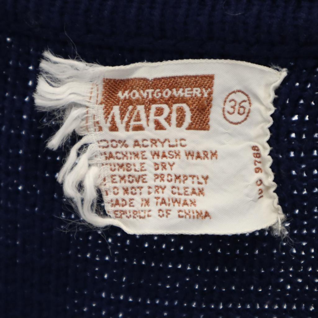 MONTGOMERY WARD 70er Jahre Vintage Langarm Strickjacke 36 Marineblau Damen Gebraucht