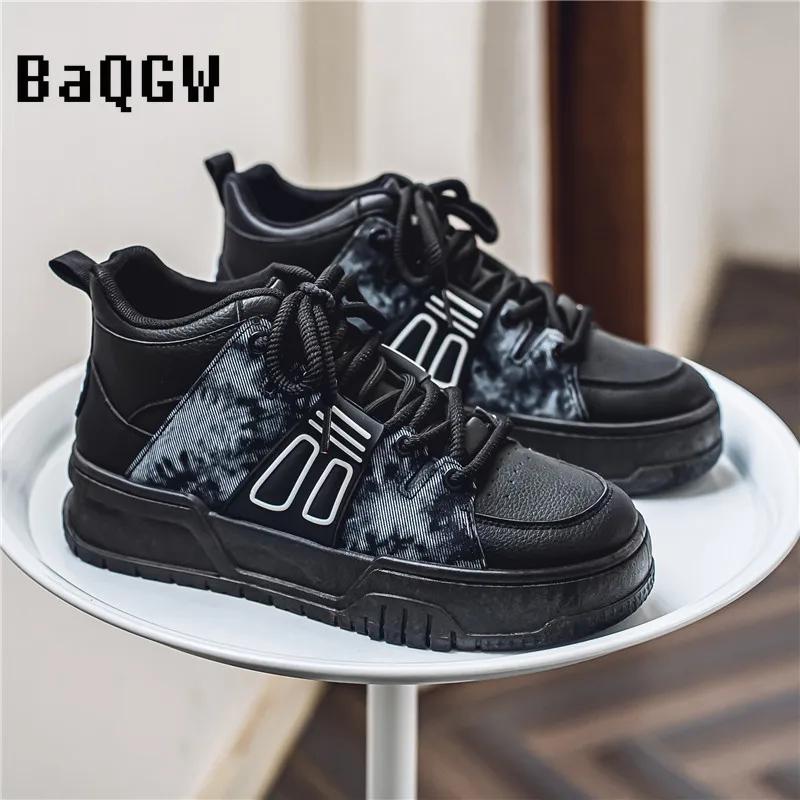 Autum Fashion Color Block Skateboard Sneakers High Platform Men's Skateboarding Shoes Non-slip Streetwear Casual Sports Shoes