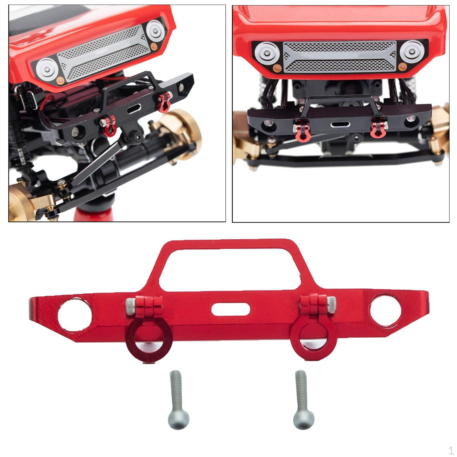 

1/24 Scale RC Car Metal Front with Winch Mount Shackles for Axial SCX0081 crawler червоний