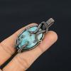 Larimar Pendant Gemstone Jewelry, 999 Copper Wire Wrapped Pendant, Handmade Jewelry Birthstone Pendant, Gift For Him