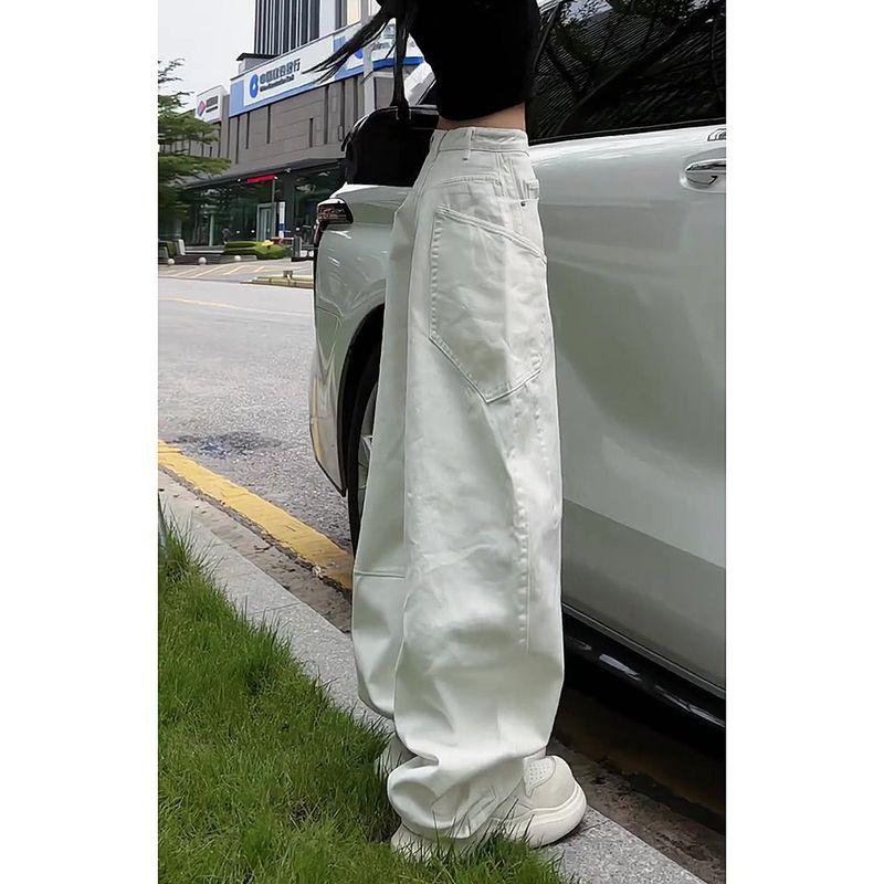 White Scimitar Jeans for Women, 2026 Early Spring Trendy Outfit, Loose Wide-Leg Pants, Slimming, Cool and Street-Style