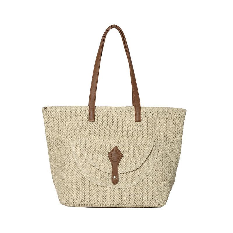 Straw Bag Women's Summer Seaside Vacation Beach Bag Shoulder Messenger Bag Fashion Saddle Bag Tote Bag