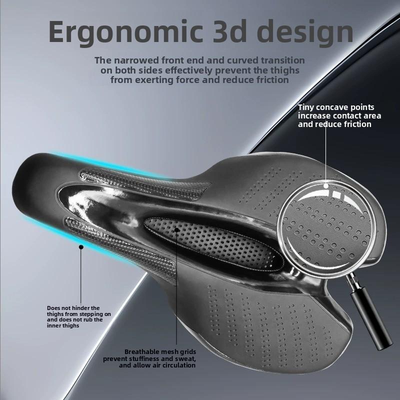 Asiento de bicicleta con luz trasera LED recargable por USB sillín ergonómico para ciclismo
