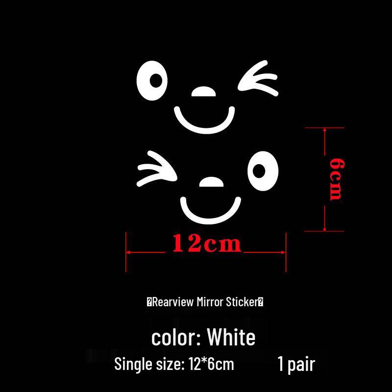 Cute Smiley Face Rearview Mirror Sticker – Waterproof, No Trace, Decorative Car Body Sticker Pair