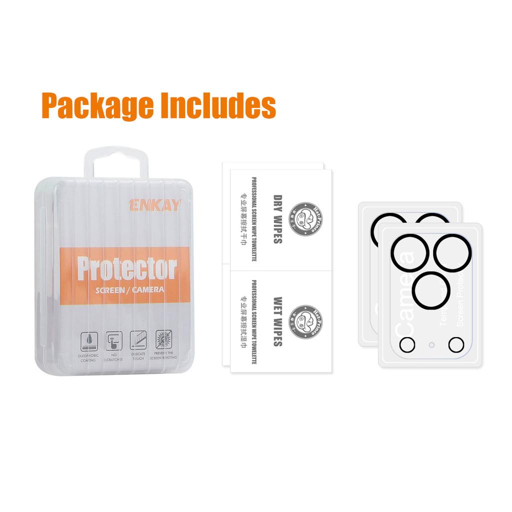 For iPhone 17 Pro 2Pcs Camera Lens Protector ENKAY HAT PRINCE Tempered Glass Lens Film with Black Ring