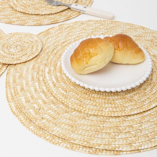 Table Placemat Heat Resistant Cup Handmade Anti-scalding Straw Reusable Hand-woven Braided Coaster Bowl Mat