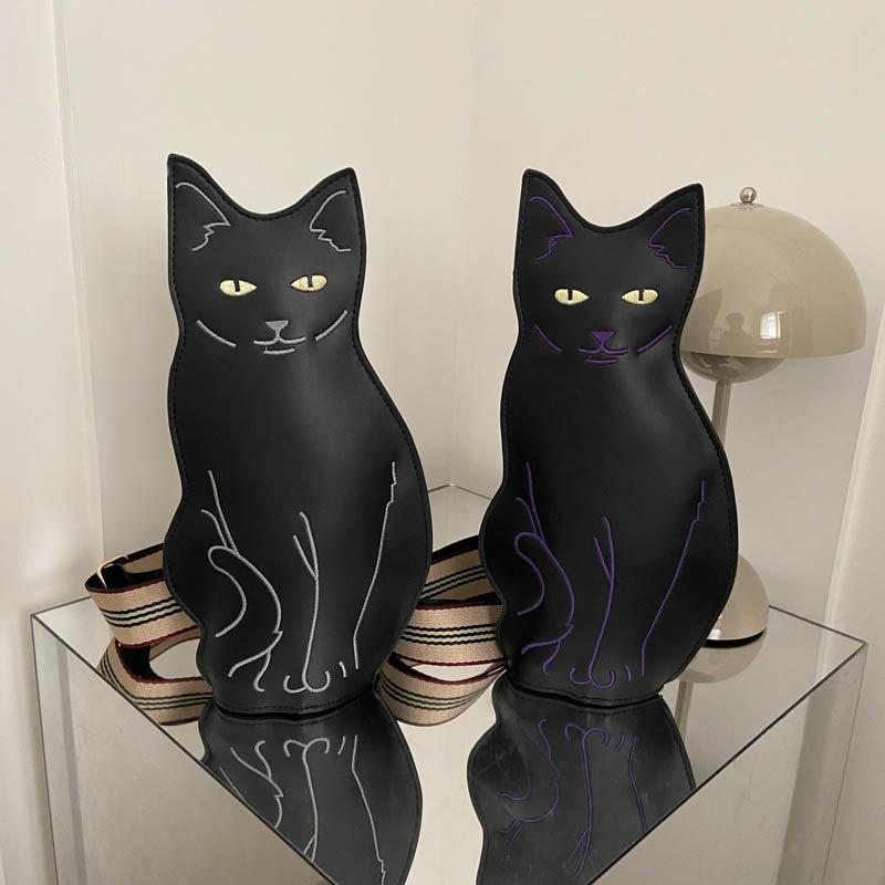 Modische spirituelle dreidimensionale Linienstruktur Cartoon-Katze Umhängetasche Schultergurt Verstellbare Damen-Umhängetasche Brusttasche