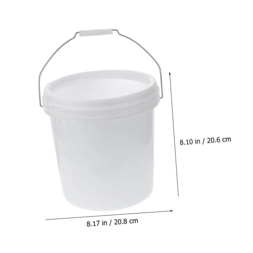 PRETYZOOM 2-Piece Reusable 5 Gallon Plastic Barrels, White, Kitchen Storage Containers, Handheld Buckets, Plastic Gallon Buckets, Small Buckets, Small