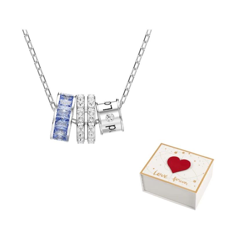 Swarovski Connexus Synthetic Cubic Zirconia Magnet, Rhodium Plated, Faux Crystal Necklaces Womens Silver F-white gift box серебряный