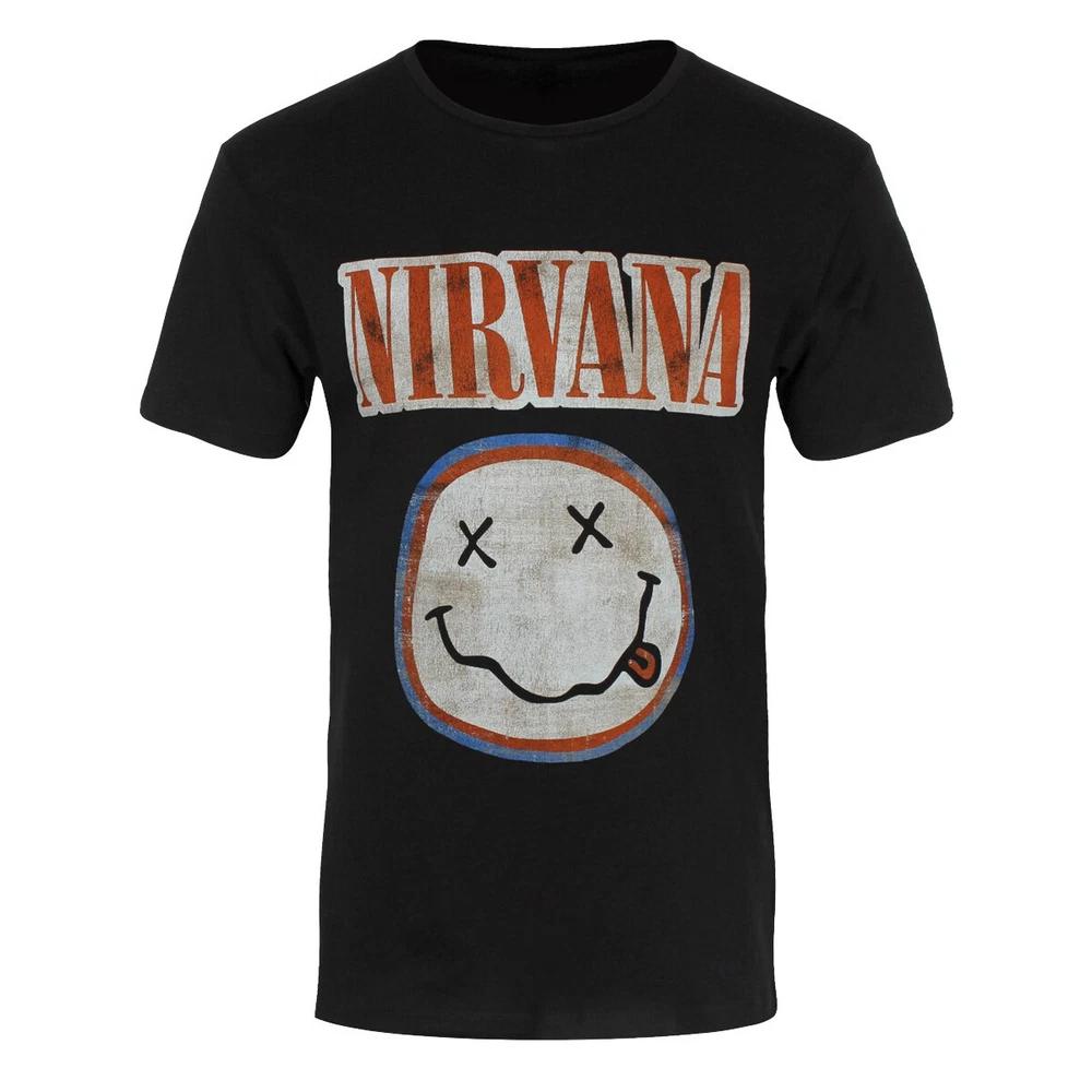 Nirvana TShirt Distressed Logo Official Band Black S