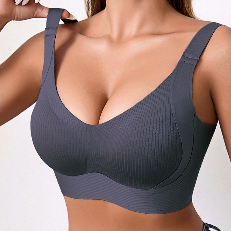 Plus Size Beauty Back Lift Up Bra, Seamless Wireless Push Up Side Support Hook Closure Bra