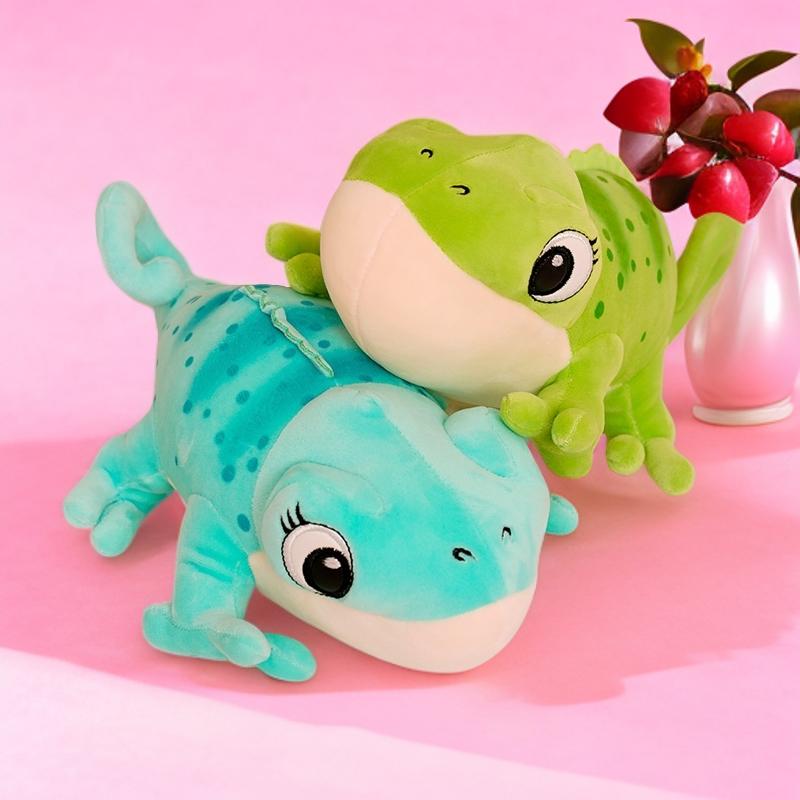Cartoon Chamäleon Plüschtier Stofftier Grün Orange Blau für Jungen Mädchen Kinder Schreibtischdekoration Niedliche Weiche Puppe Kawaii Geschenkidee